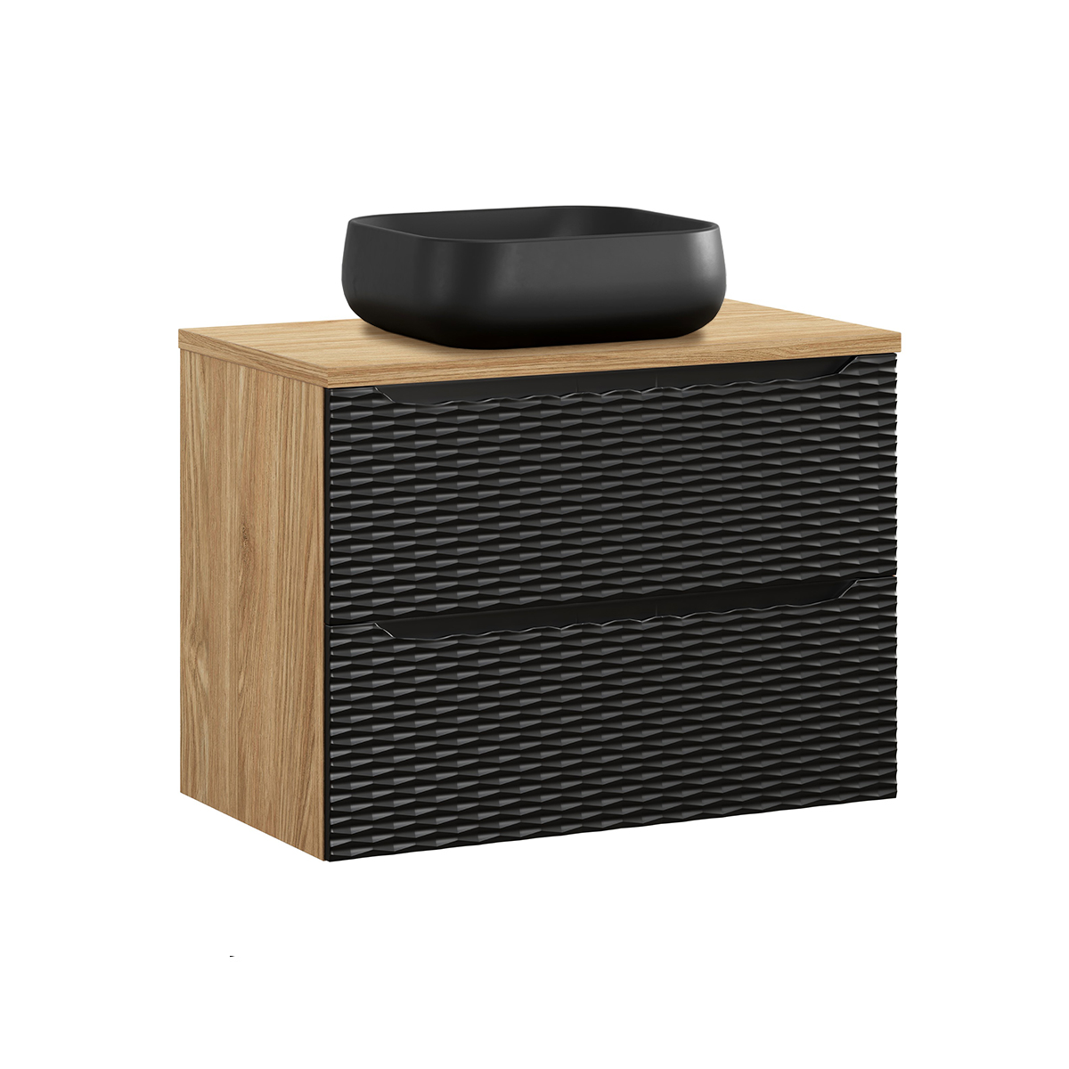 Meuble simple vasque 80cm Elora Noir et bois