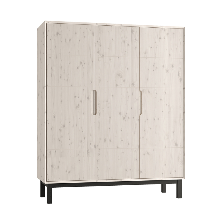 Armoire 3 portes Pinio Country Bois blanchi