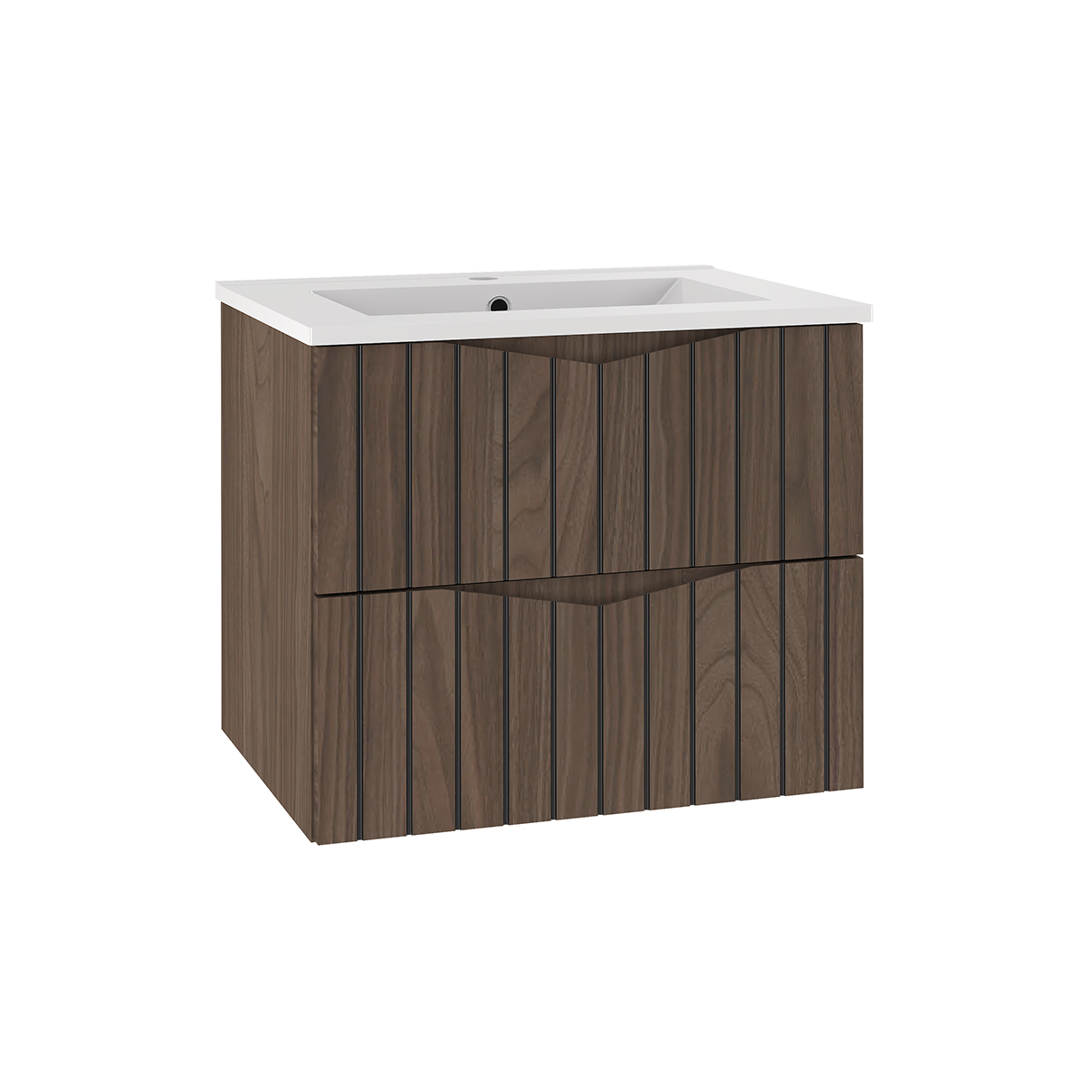 Meuble simple vasque encastrée 60cm Siena bois et noir