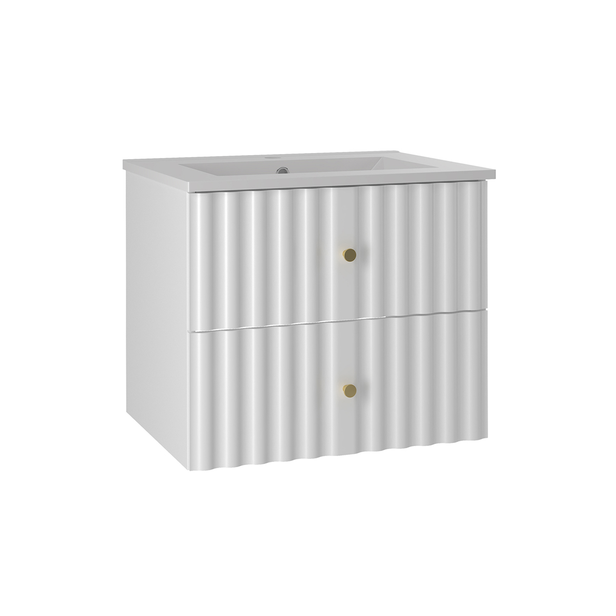 Meuble simple vasque encastrée 60cm Izae Blanc