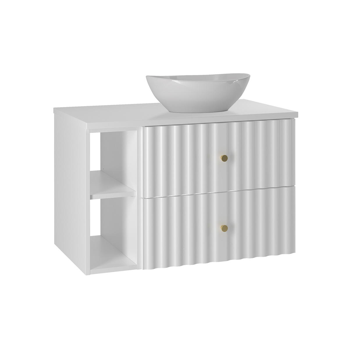 Meuble simple vasque 80cm 2 niches Izae Blanc
