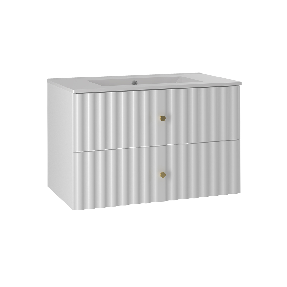 Meuble simple vasque encastrée 80cm Izae Blanc
