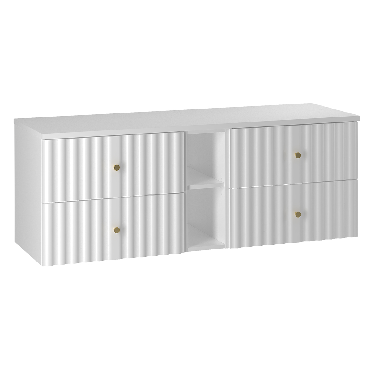 Meuble sous-vasque 140cm 2 niches plan de toilette Izae Blanc