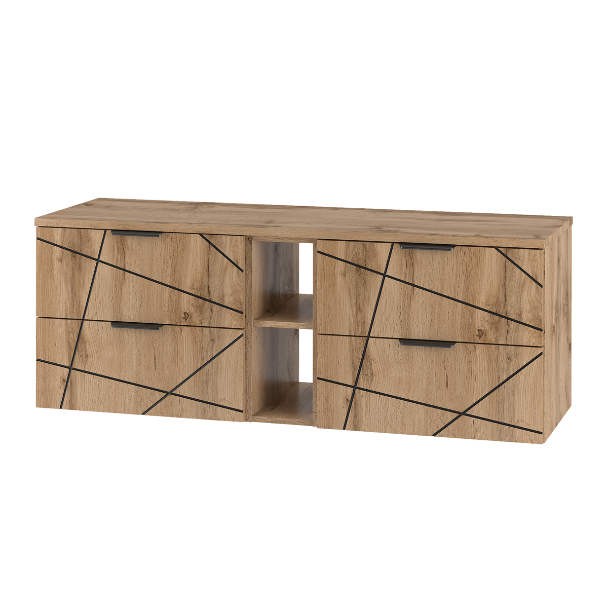 Meuble sous-vasque 140cm 2 niches plan de toilette Teren Bois