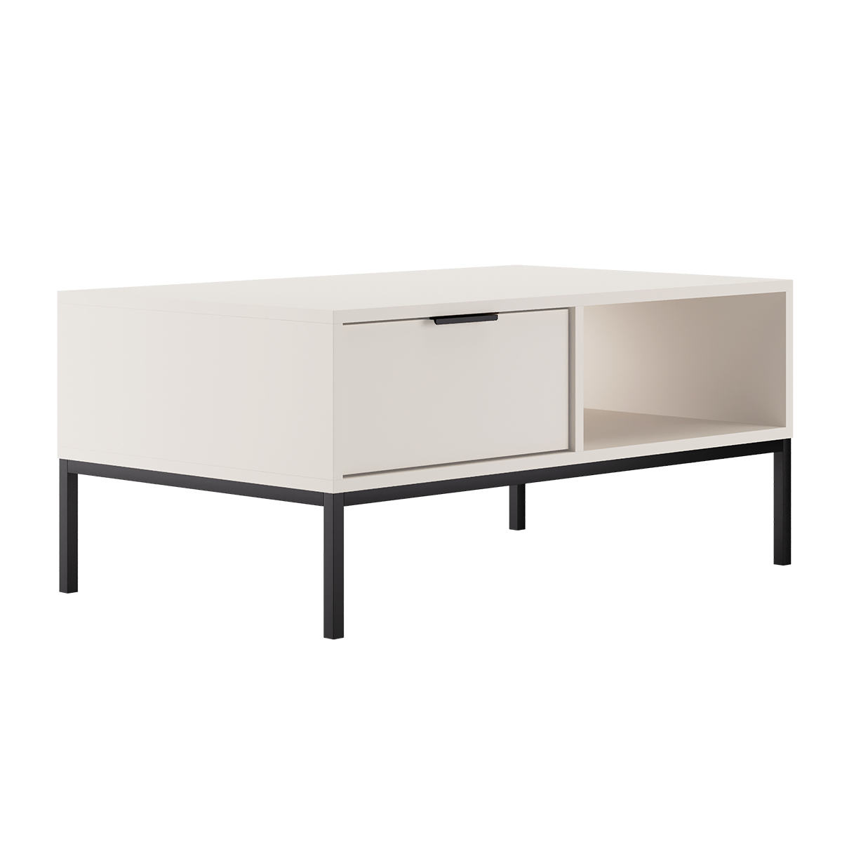 Table basse 100 cm Seattle Blanc Pieds noirs