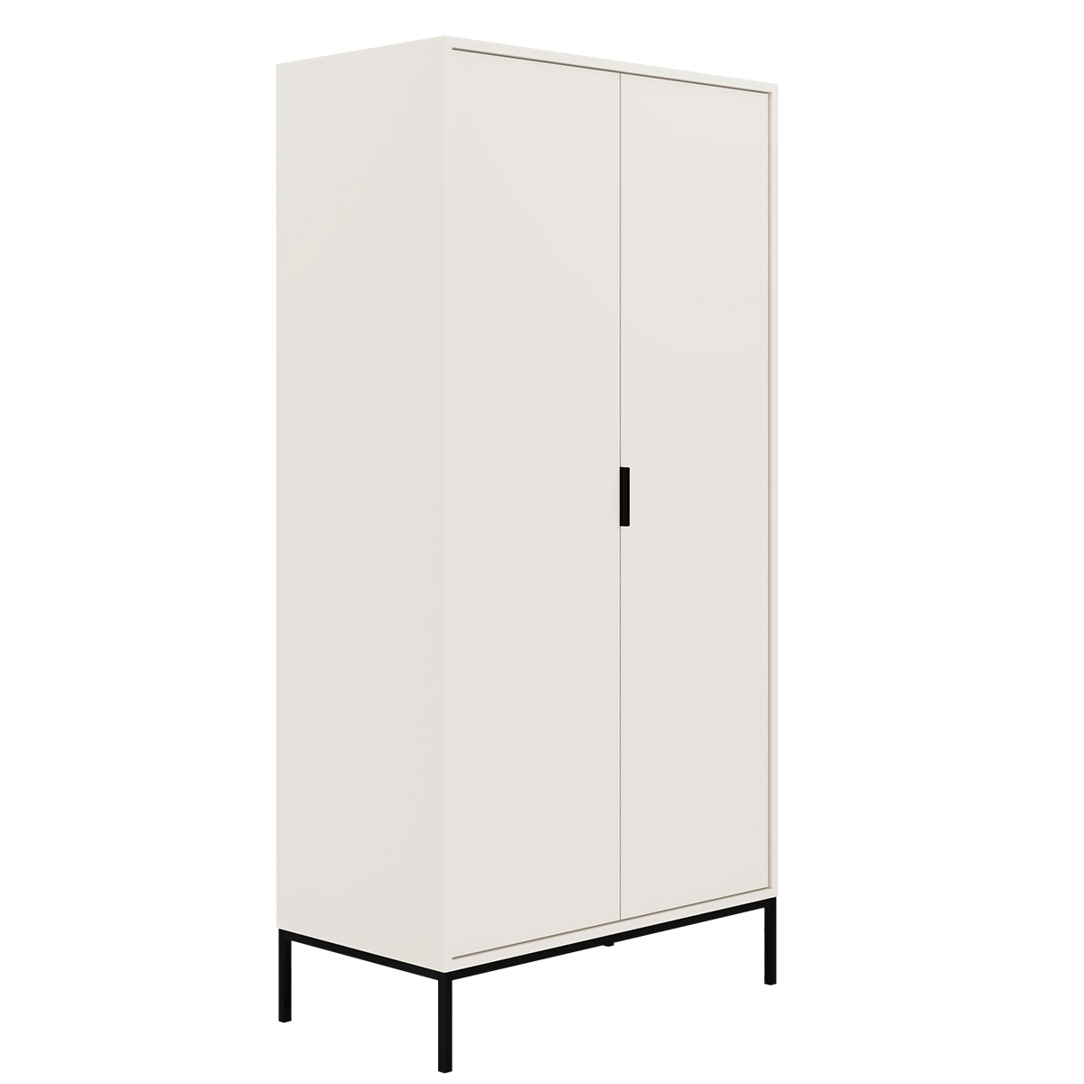 Armoire 2 portes Seattle Blanc Pieds noirs