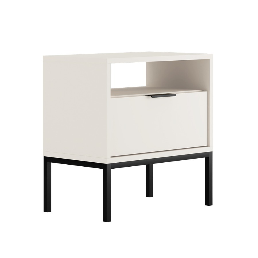 Table de chevet Seattle Blanc Pieds noirs