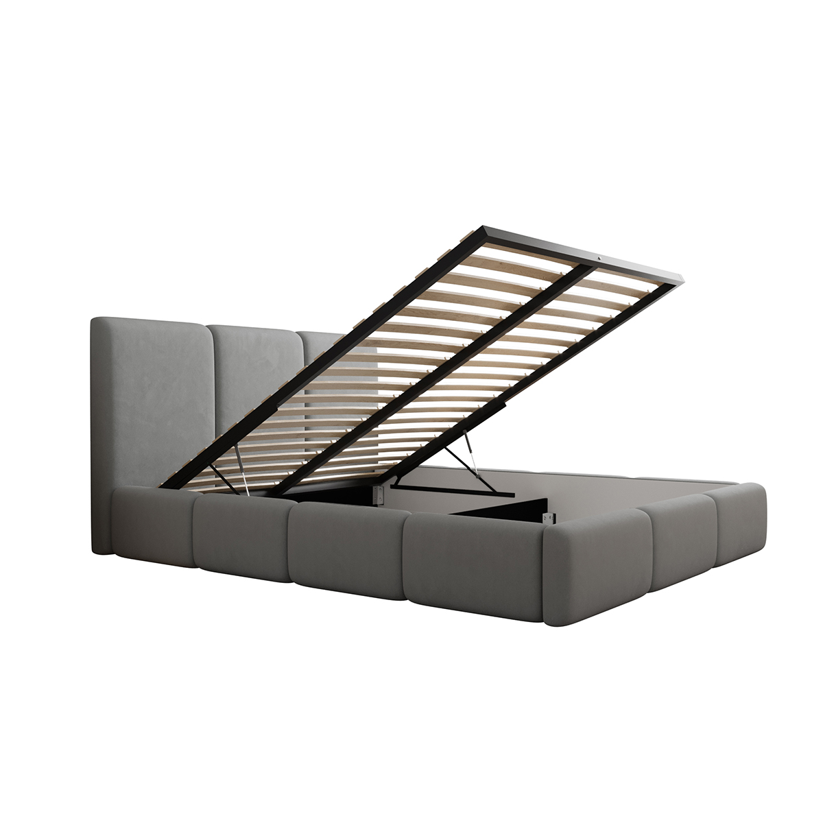 Lit coffre 160x200 sommier inclus Alto Gris