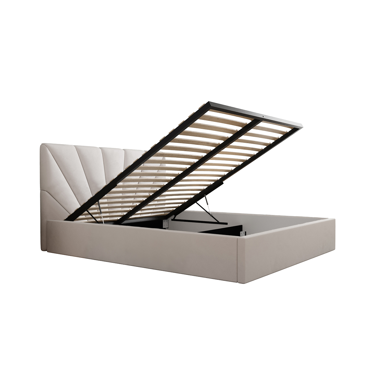 Lit coffre 160x200 sommier inclus Ysee Blanc cassé