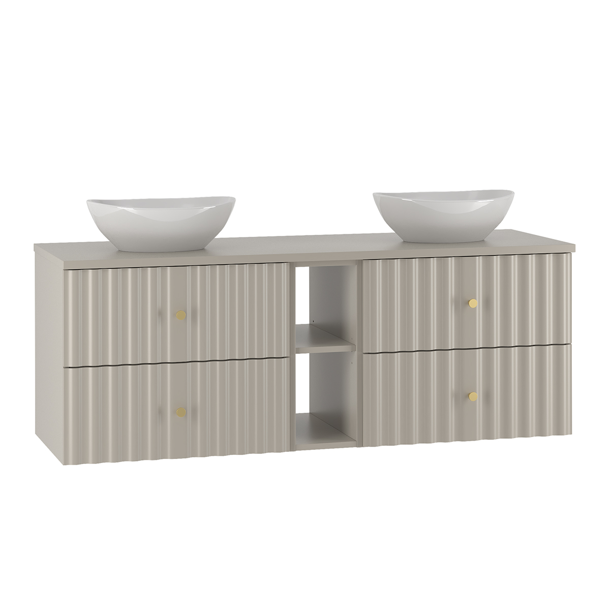 Meuble double vasque 140cm 2 niches Izae Cachemire