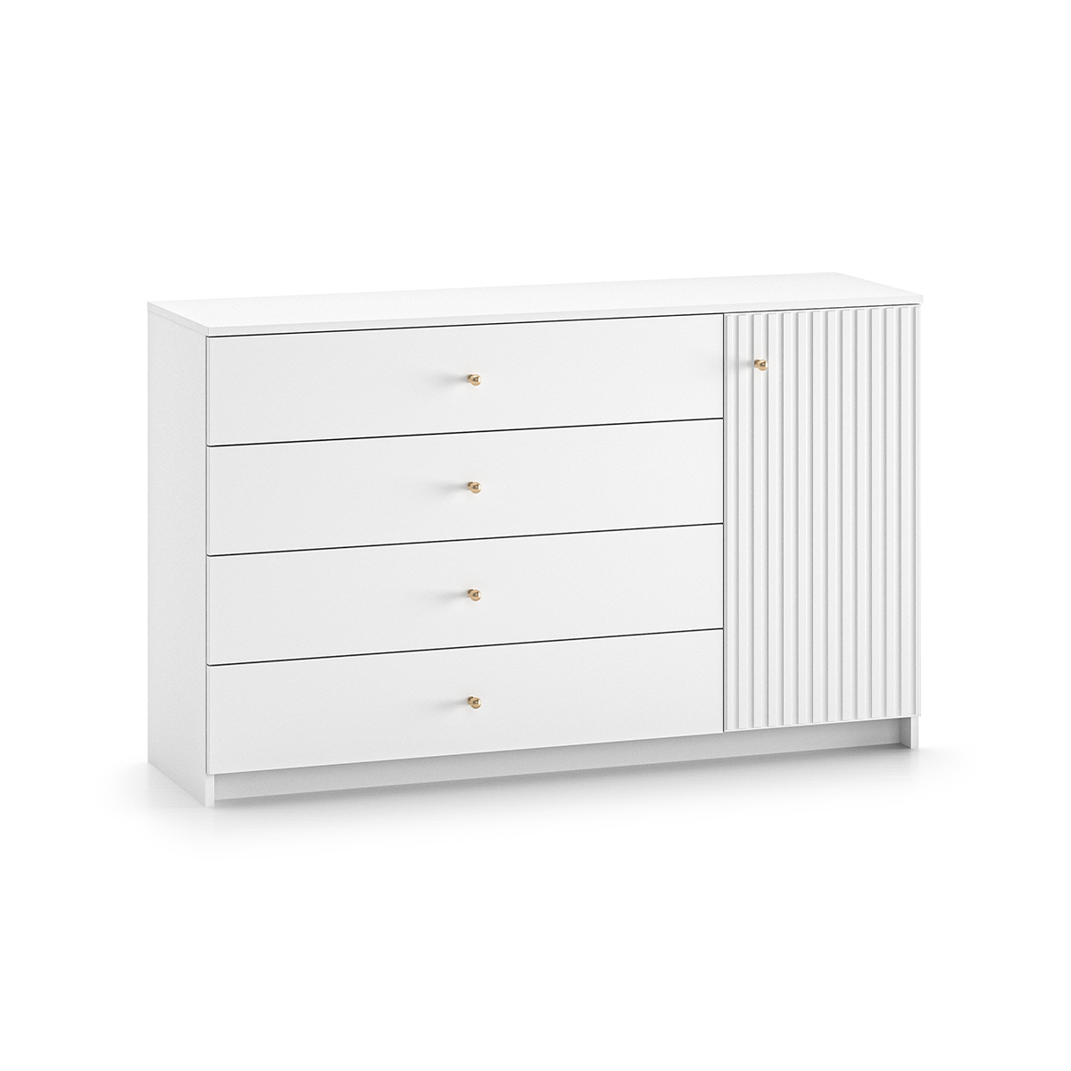 Commode 1 porte 4 tiroirs Luor Blanc
