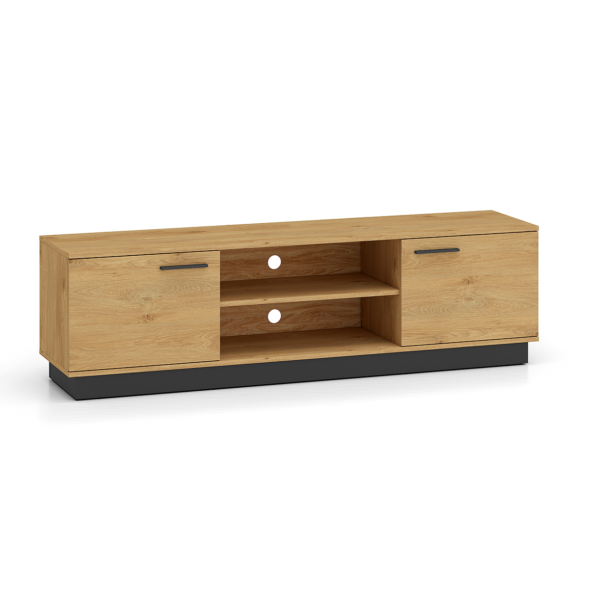 Meuble TV 2 portes 170 cm Ysia Bois et Noir