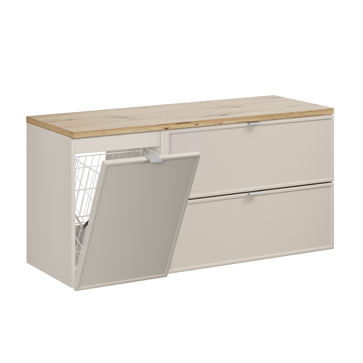 Meuble sous-vasque 120cm panier à linge Alba Cachemire