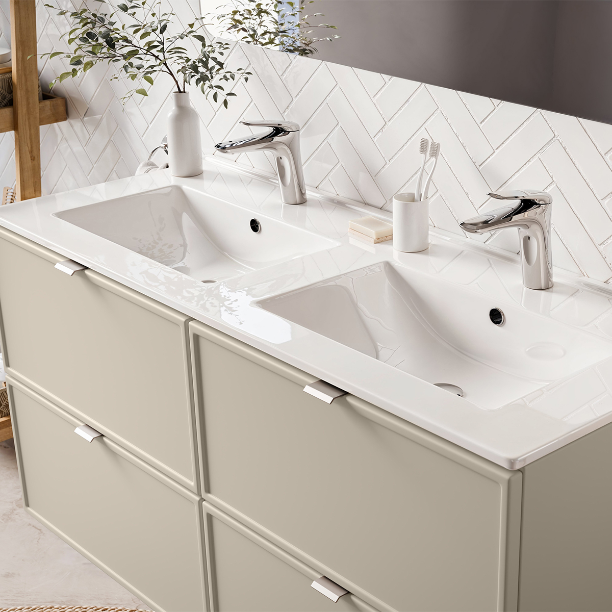 Meuble double vasque encastrée 120cm Alba Cachemire