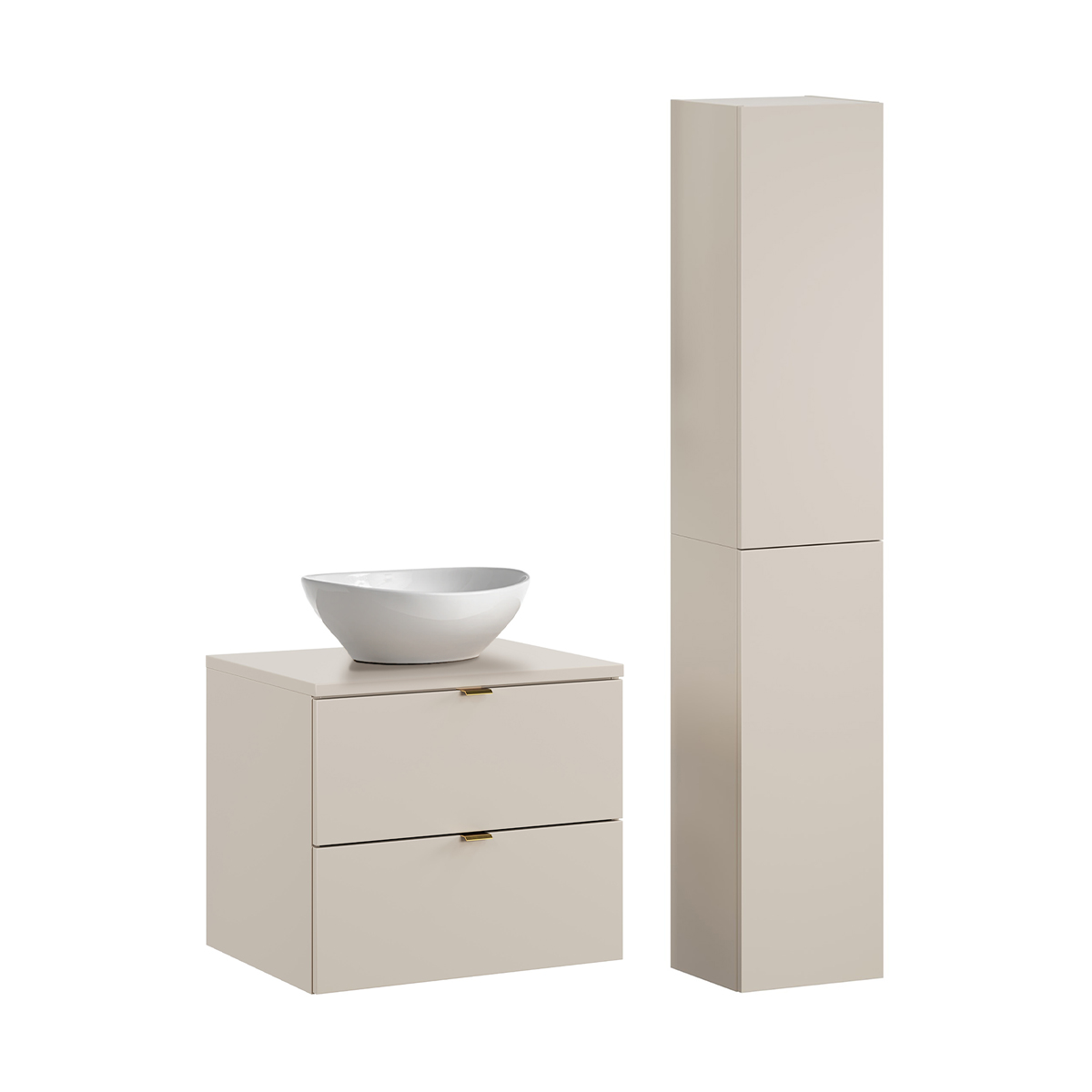 Ensemble meuble simple vasque 60cm et colonne Azel Cachemire