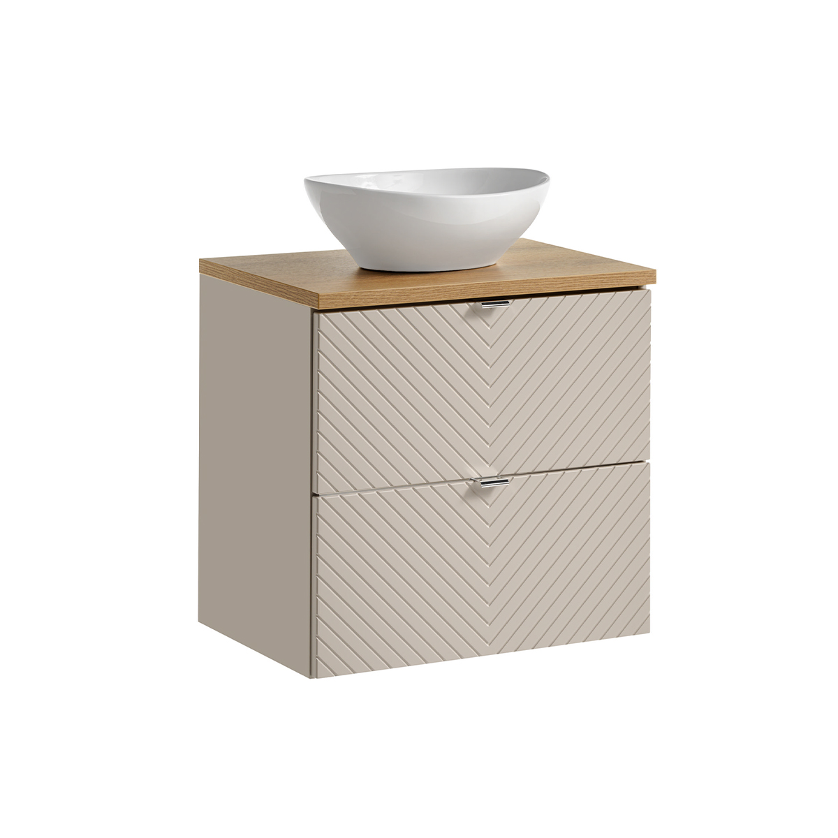 Meuble simple vasque 60cm 2 tiroirs Manoa Cachemire et Bois