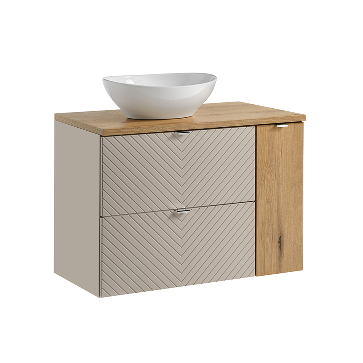 Meuble simple vasque 80cm 2 tiroirs 1 porte Manoa Cachemire et bois