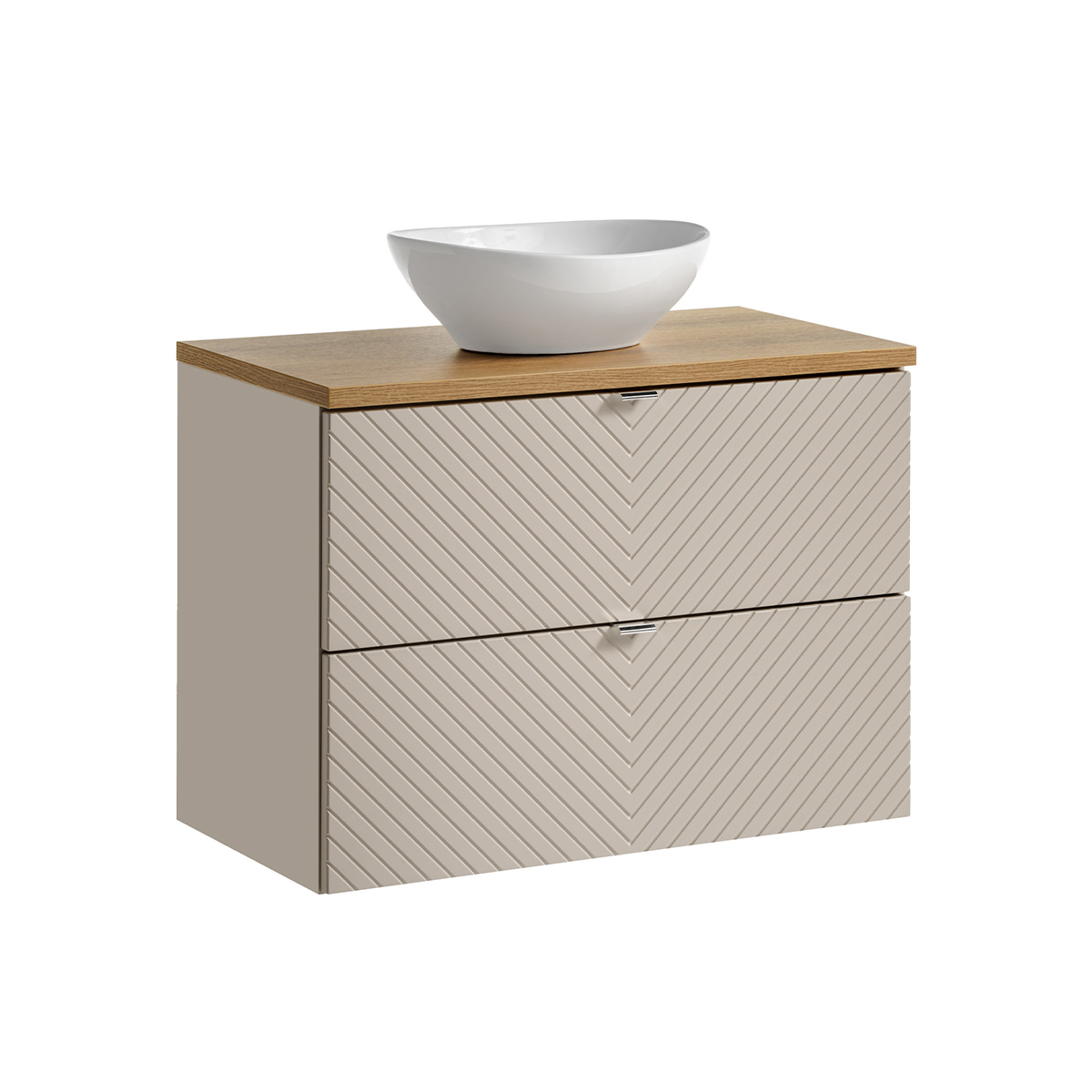 Meuble simple vasque 80cm 2 tiroirs Manoa Cachemire et Bois