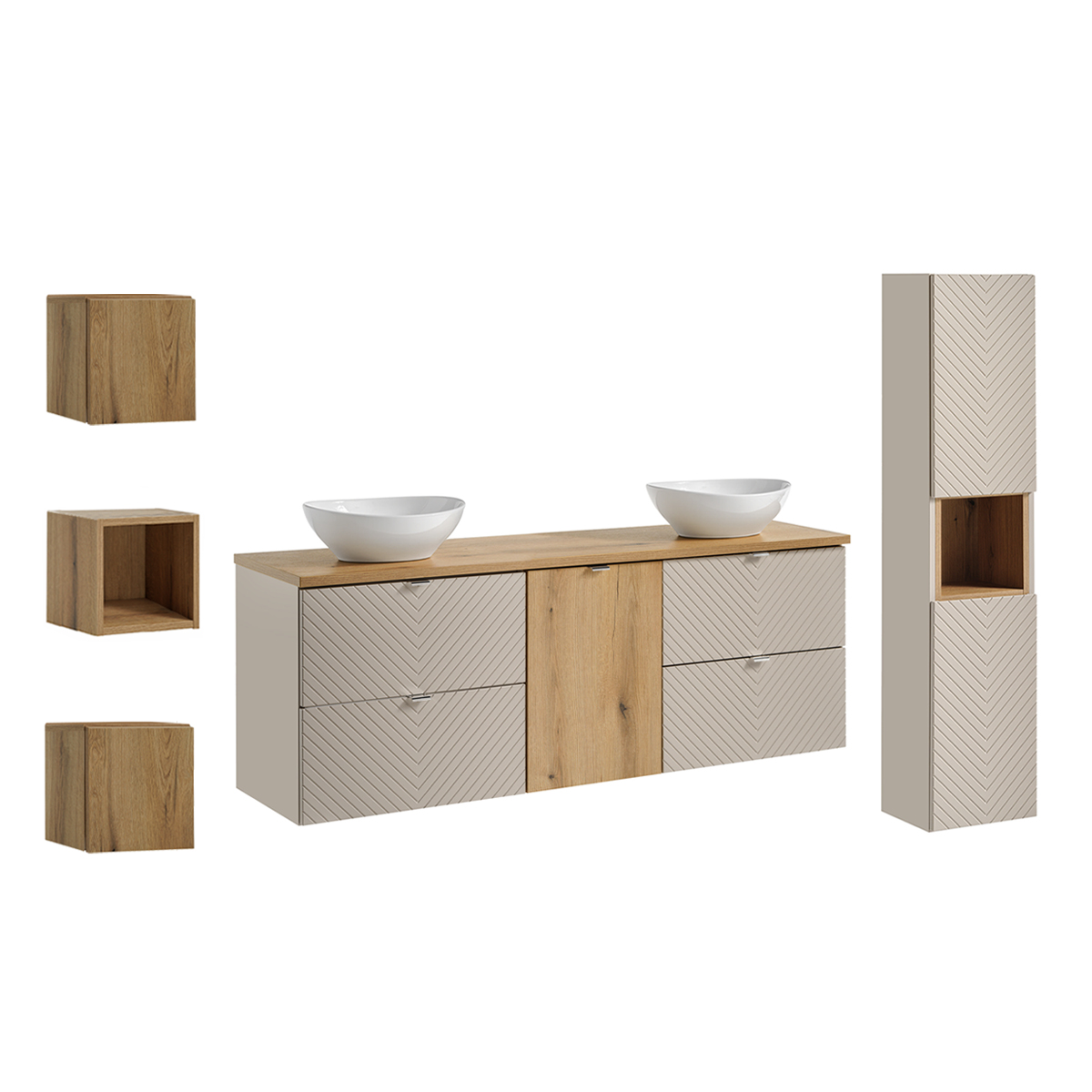 Manoa_cachemire_bois_salle_de_bain_pack_160cm_double_vasque_posee_3_armoires_panier_linge_1