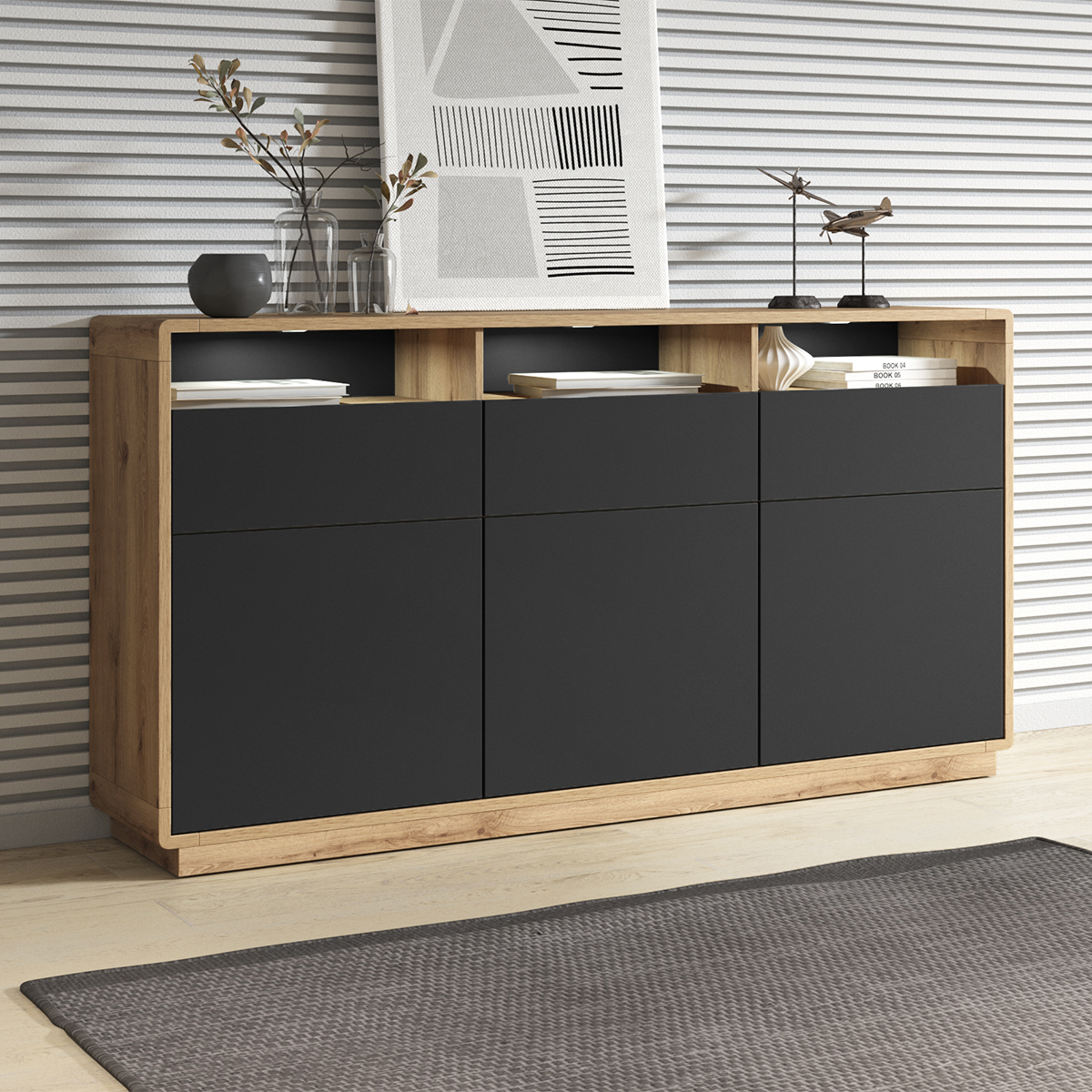 Raven_bois_noir_buffet_3portes_3tiroirs_4