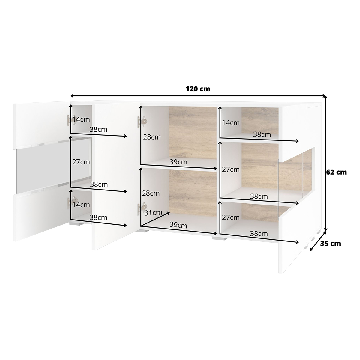 Glora_blanc_buffet_3portes_dimensions