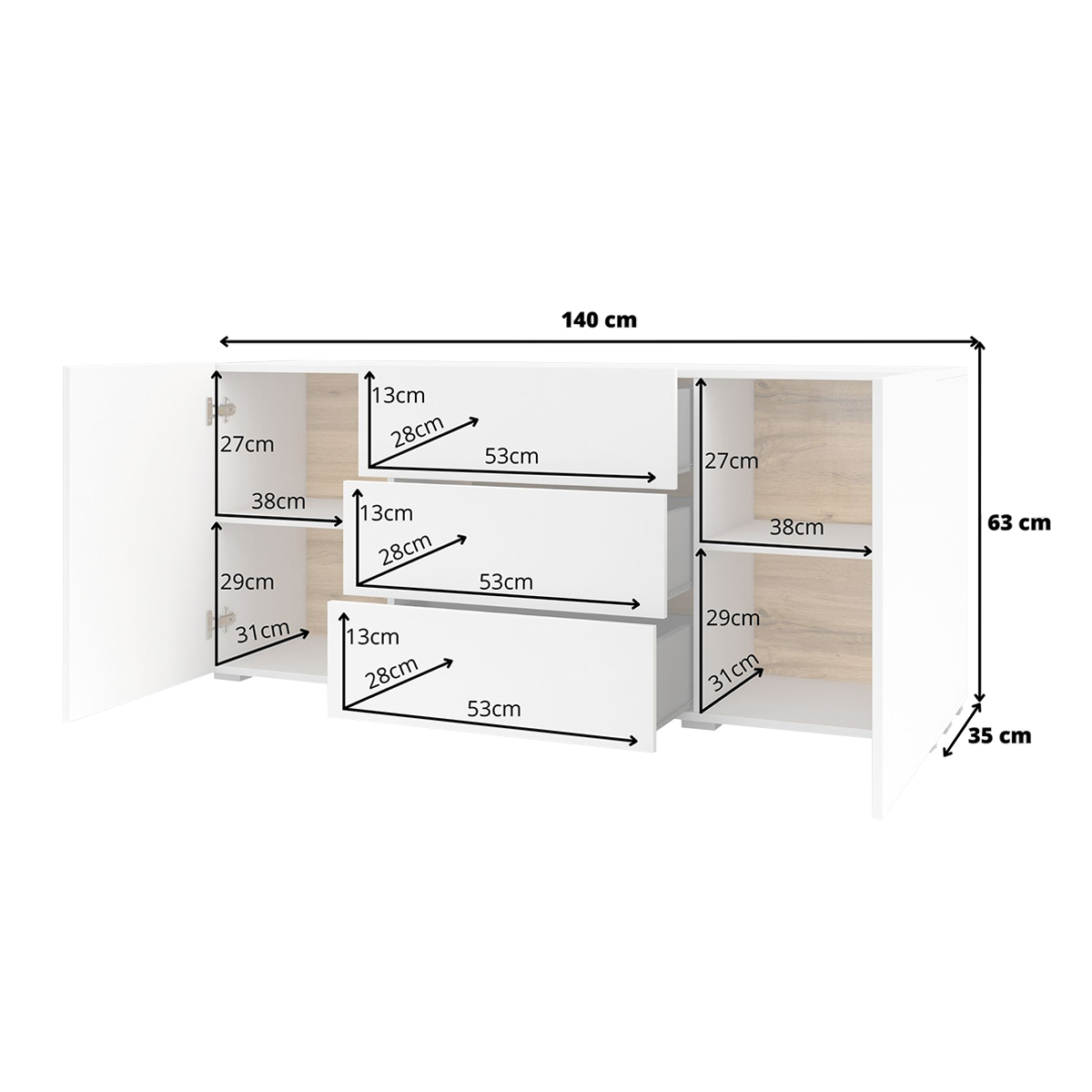 Glora_blanc_buffet_3P3T_dimensions