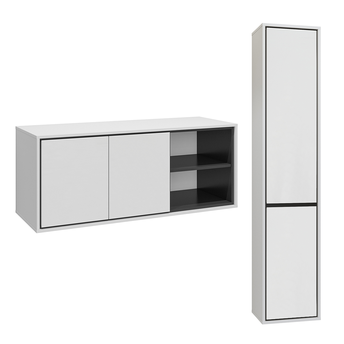 Ensemble meuble sous-vasque 120cm et colonne Sophéa Blanc
