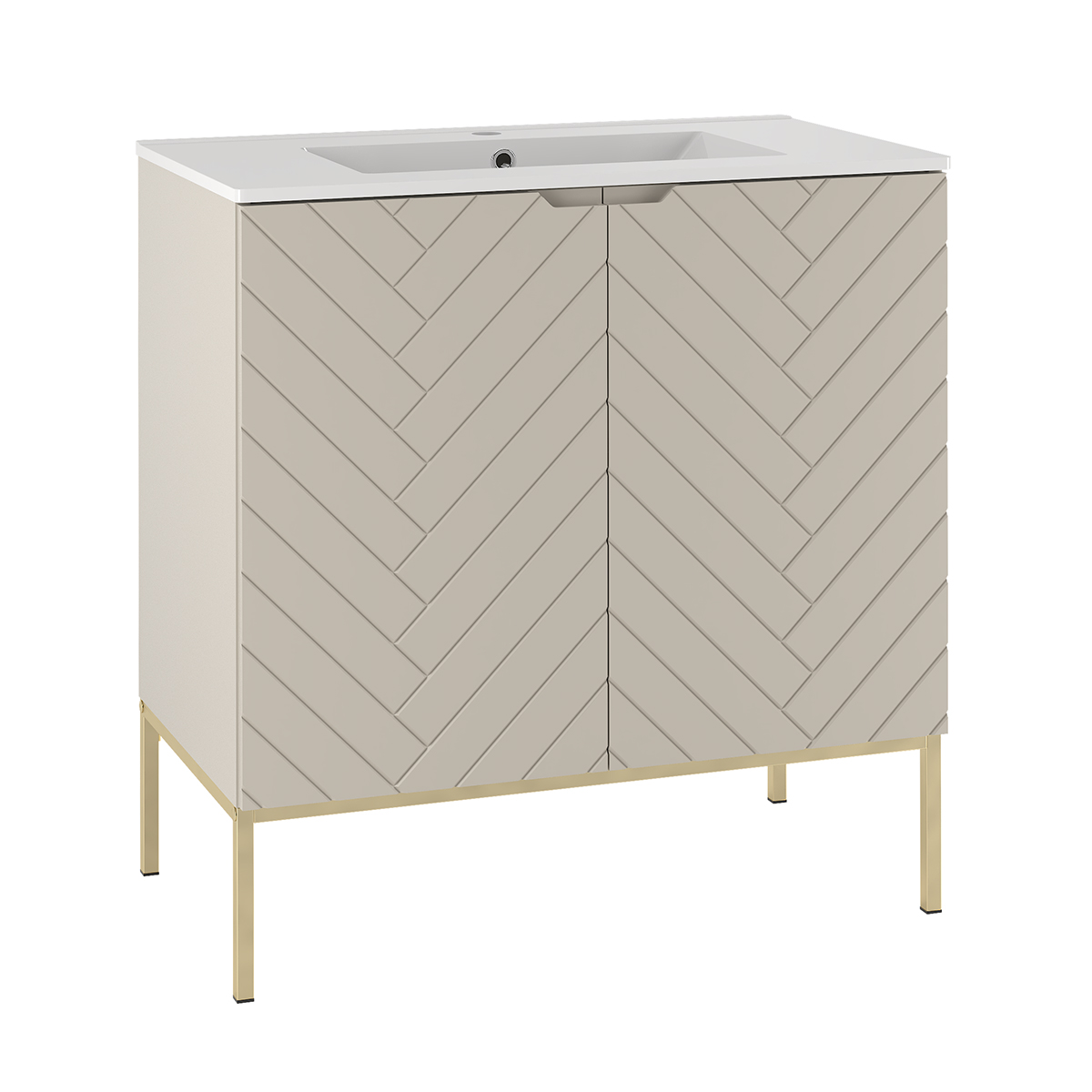 Meuble simple vasque encastrée 80cm 2 portes sur pieds Daria Cachemire