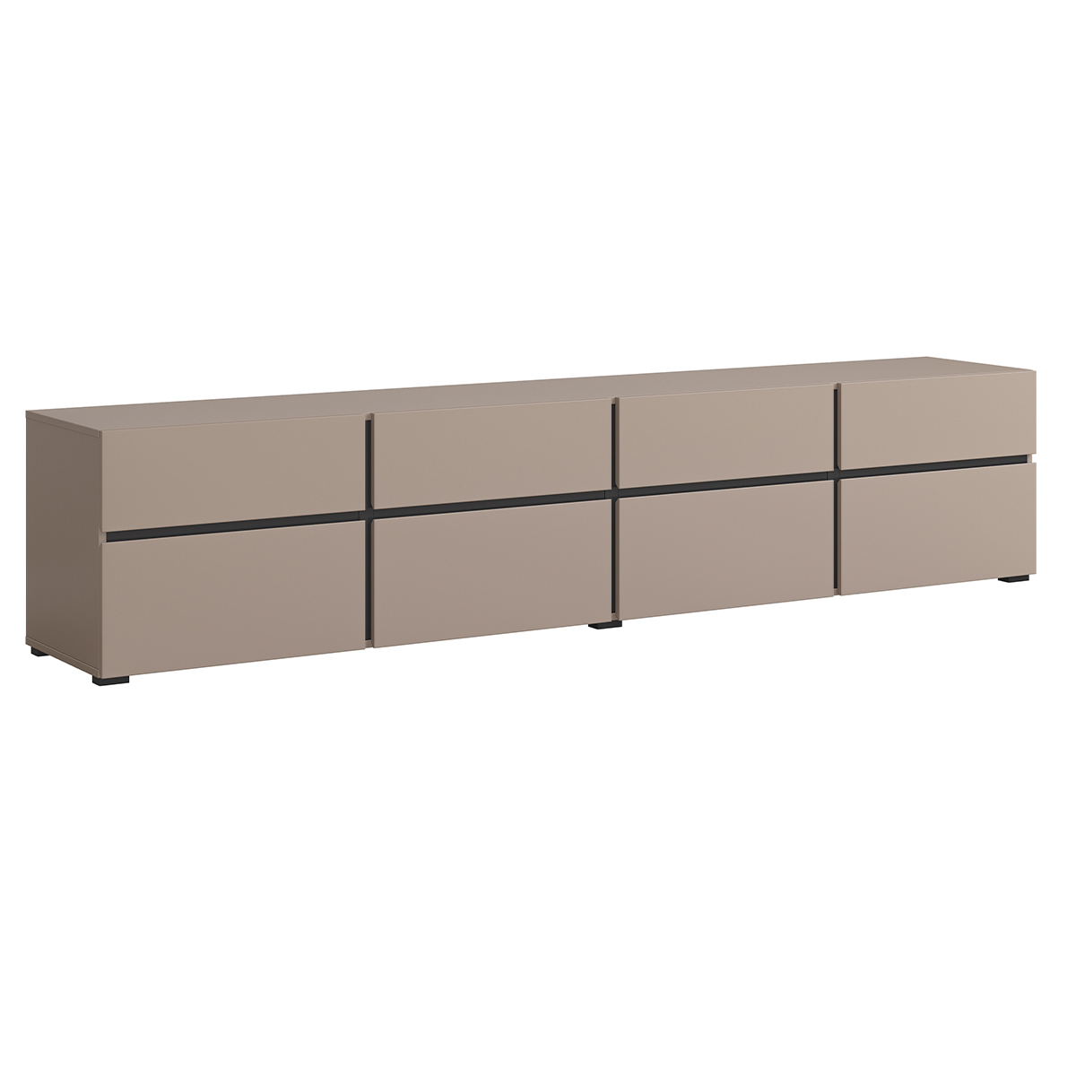 Meuble TV 4 portes 225 cm Lilia Taupe