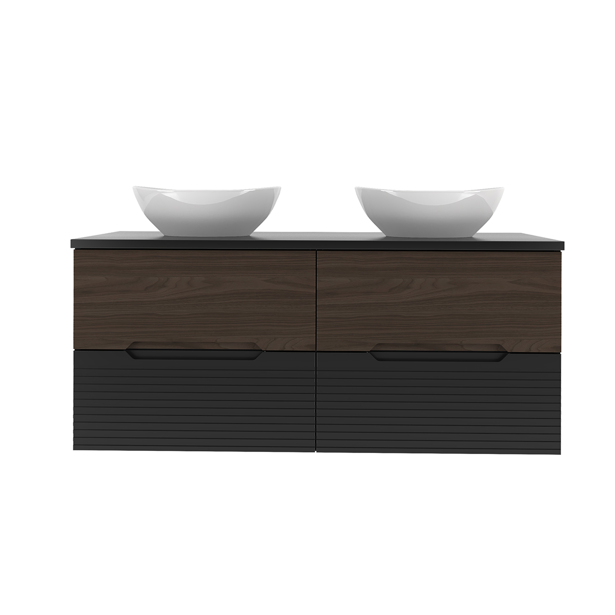 Meuble double vasque 120cm Sylla Noir et bois