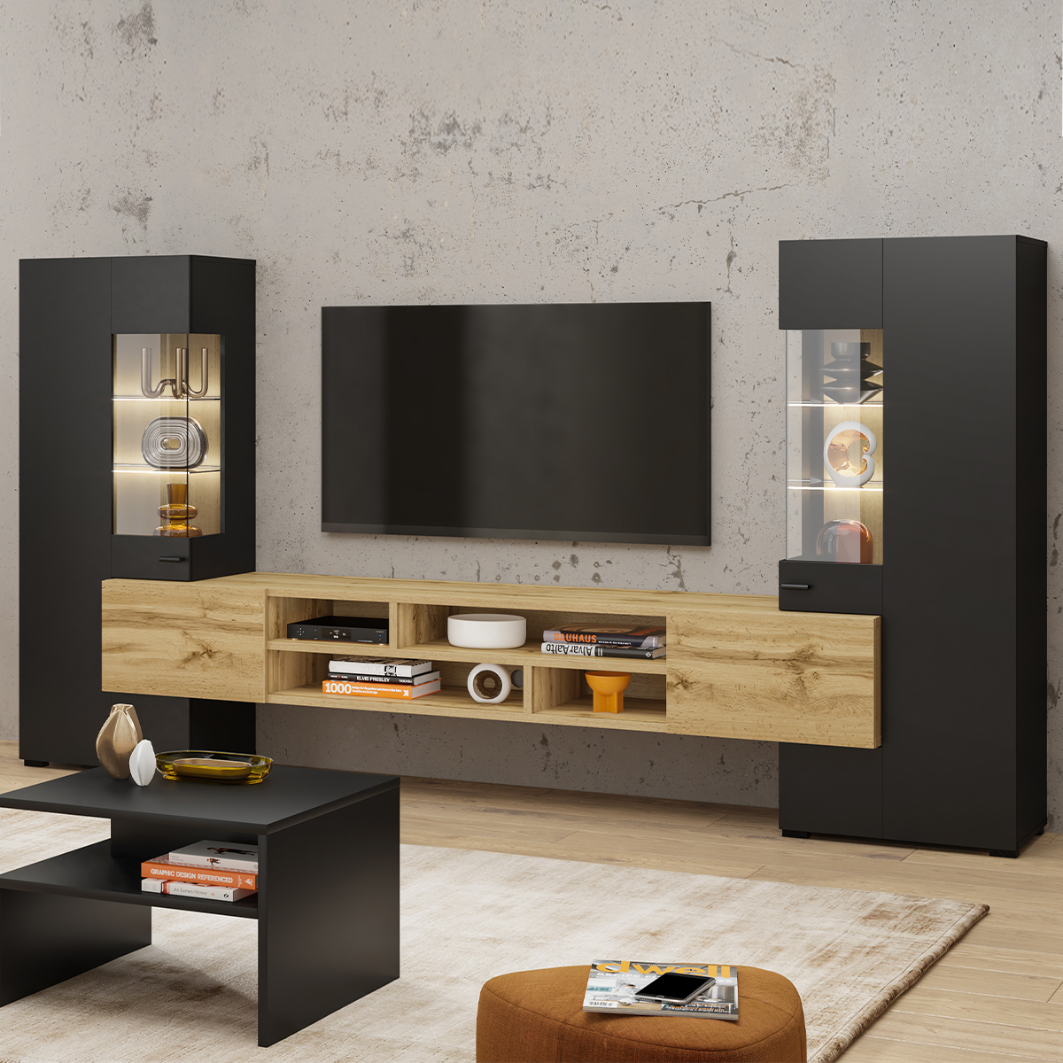 Akram_noir_bois_ensemble_meuble_TV_3