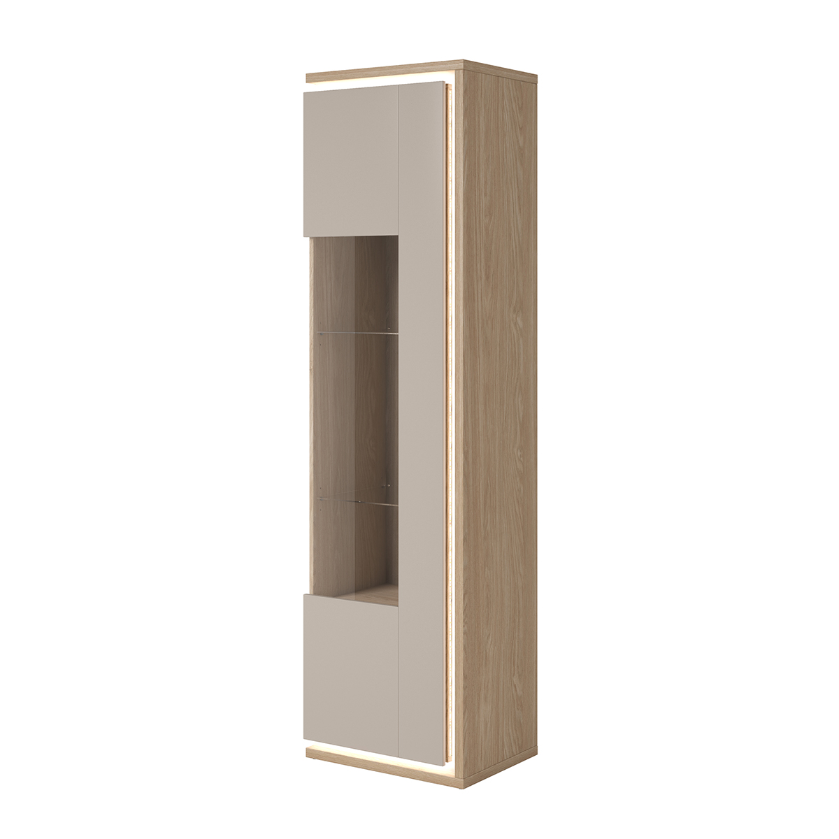 Vitrine 1 porte gauche Iria Cachemire et Bois