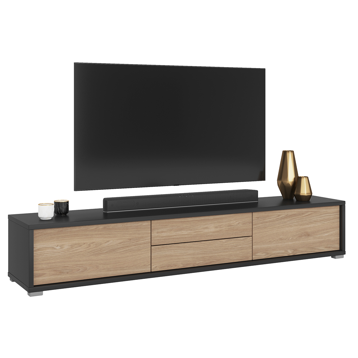 Idra_gris_bois_meuble_TV_2portes_2tiroirs_2