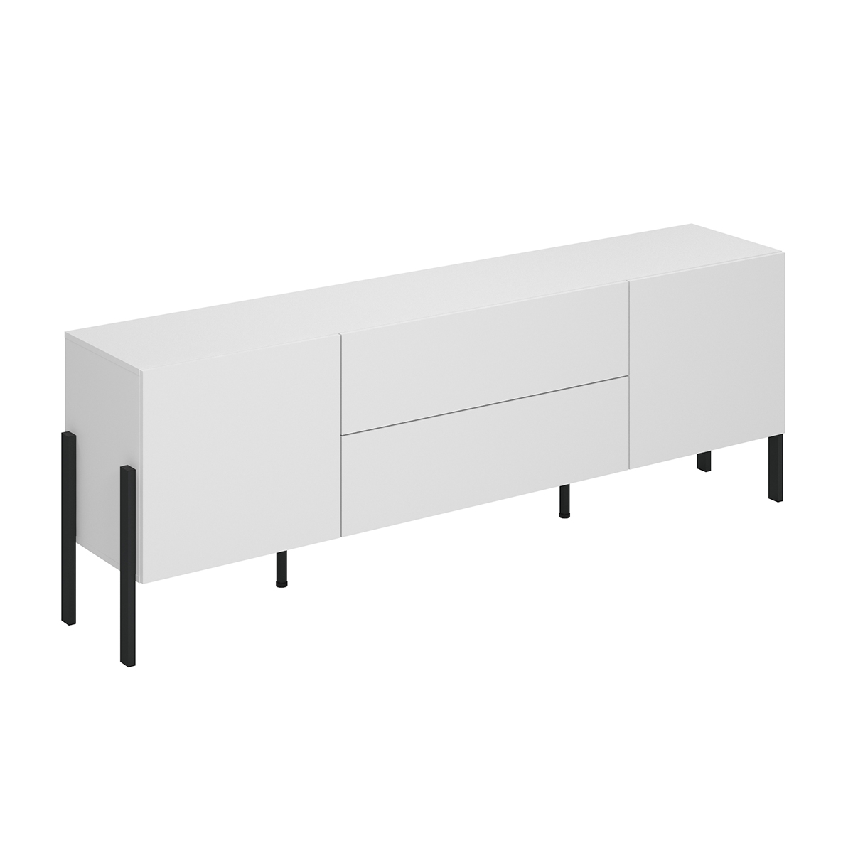 Meuble TV 2 portes 2 tiroirs 200 cm Bérénice Blanc