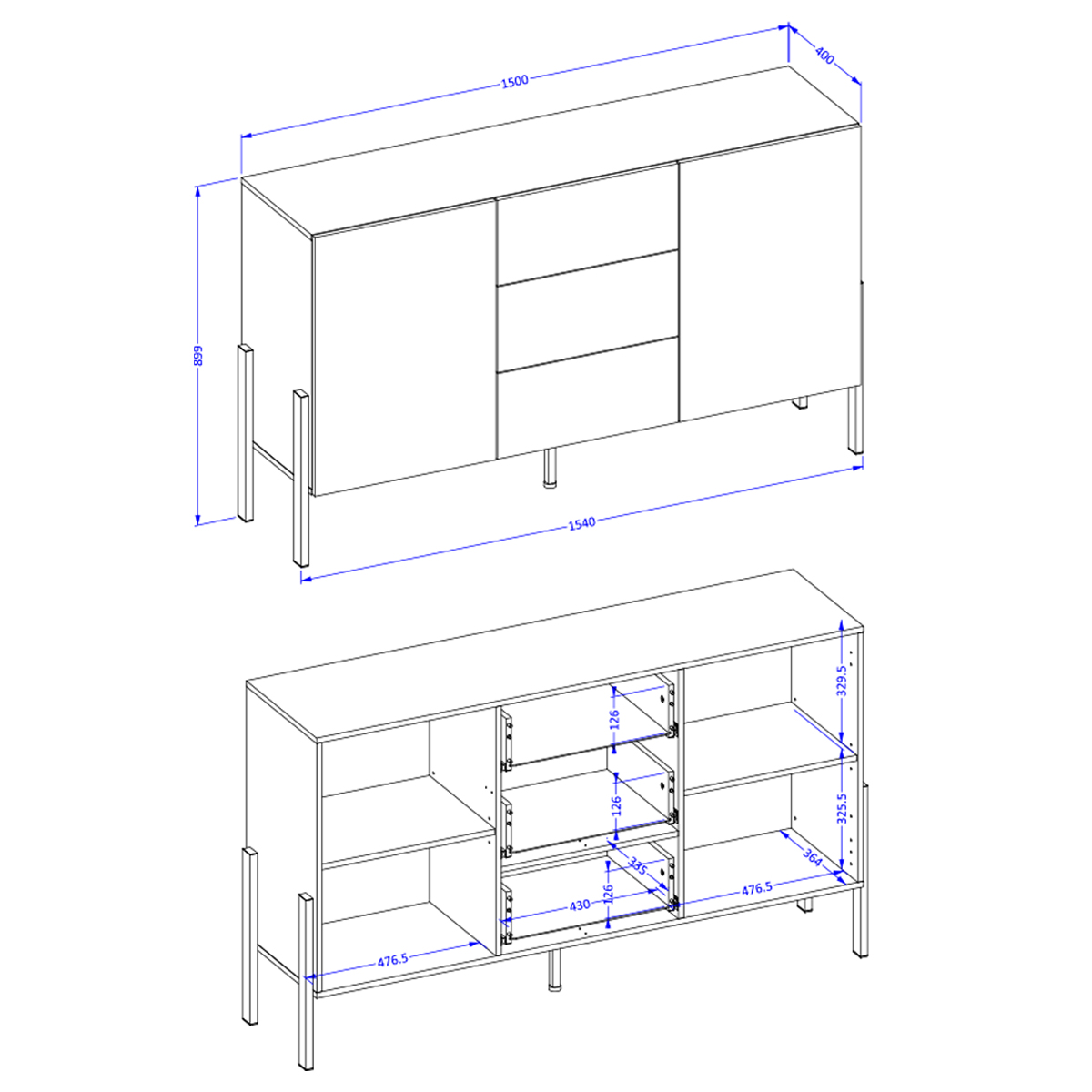 Berenice_buffet_2portes_3tiroirs_dimensions