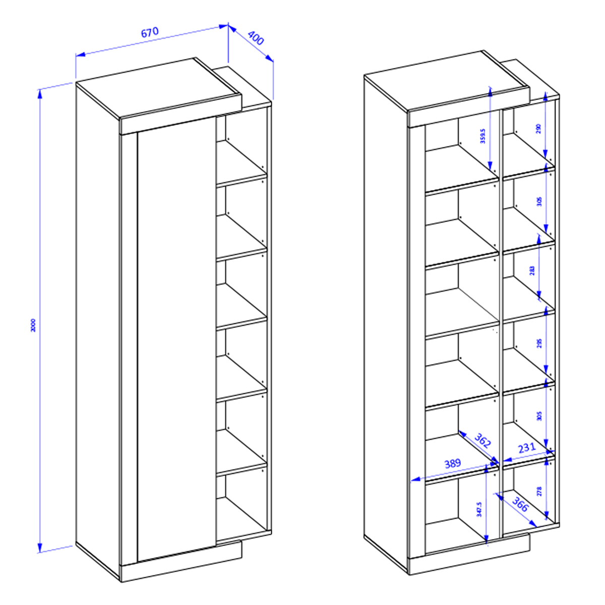 Azior_armoire_1porte_dimensions