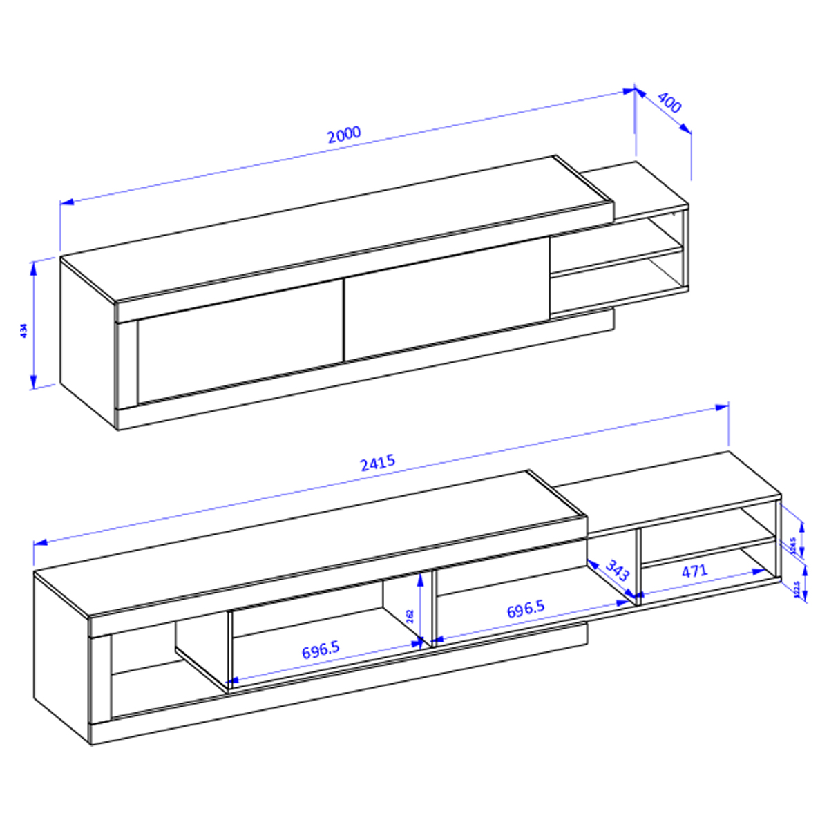 Azior_meuble_TV_2portes_dimensions
