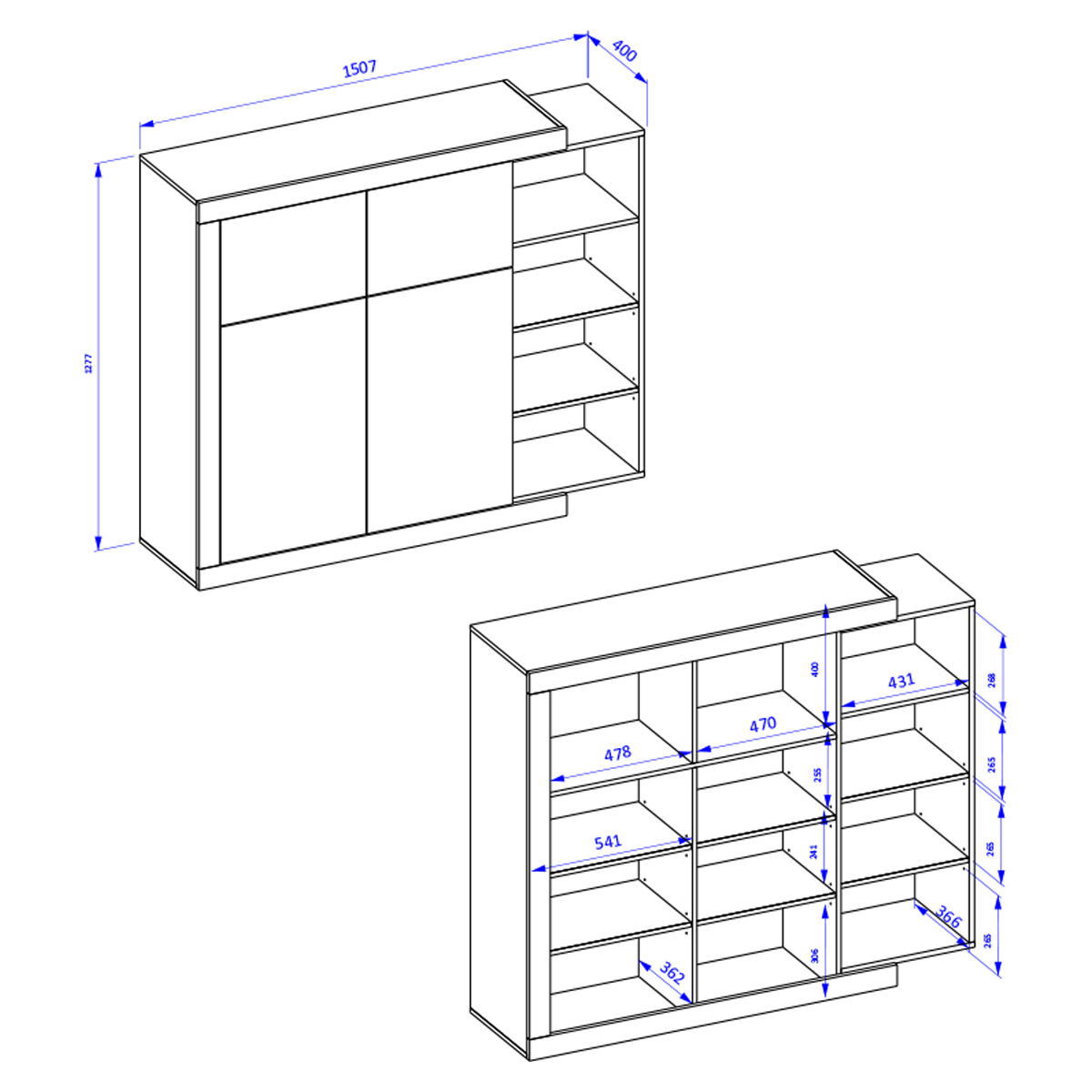 Azior_buffet_haut_4portes_dimensions