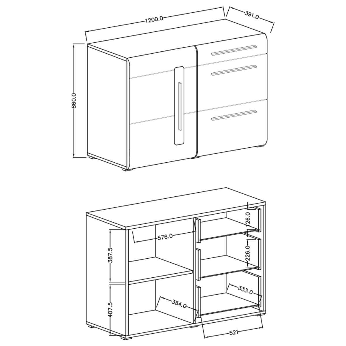 Louis_buffet_1porte_3tiroirs_dimensions