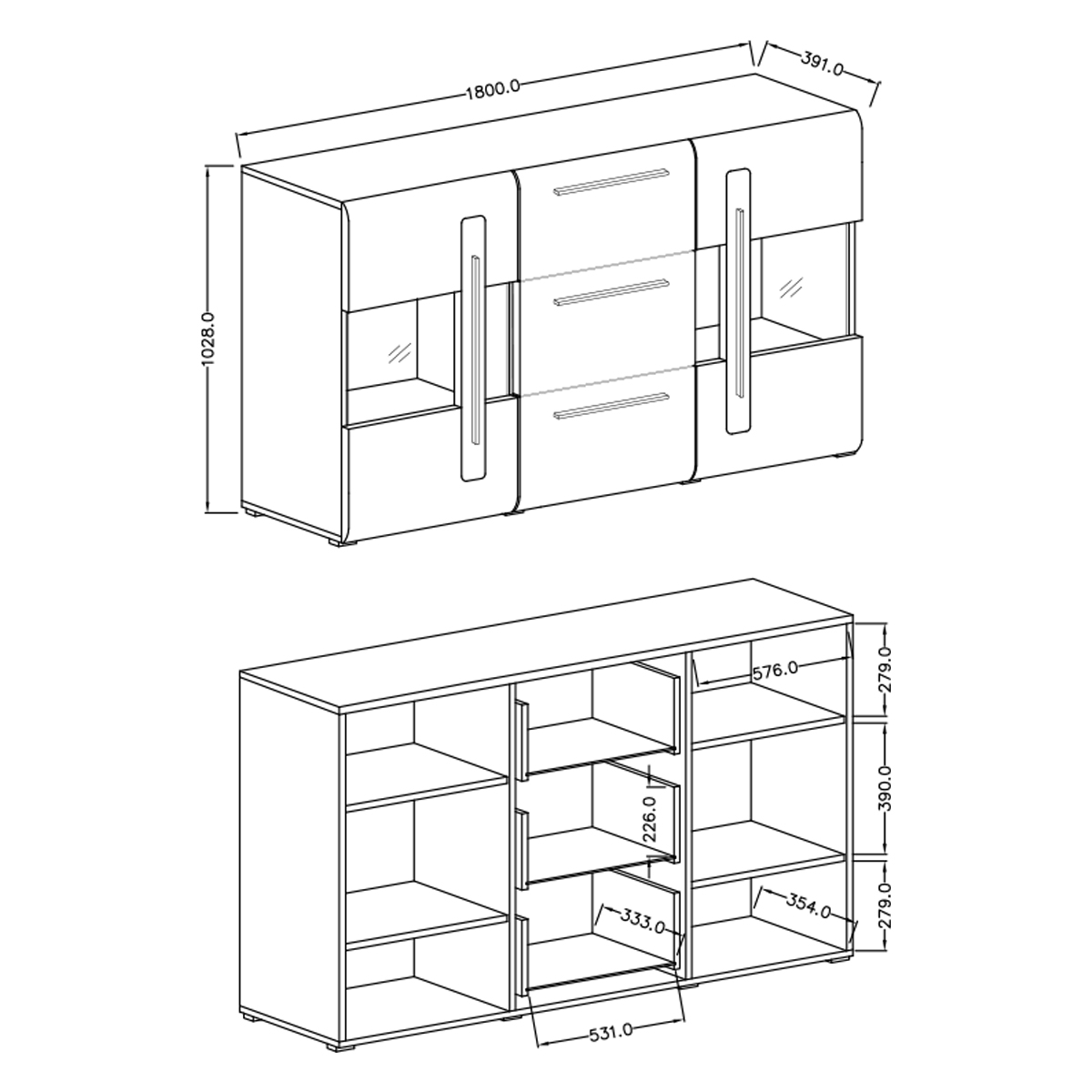 Louis_buffet_2portes_vitrees_dimensions