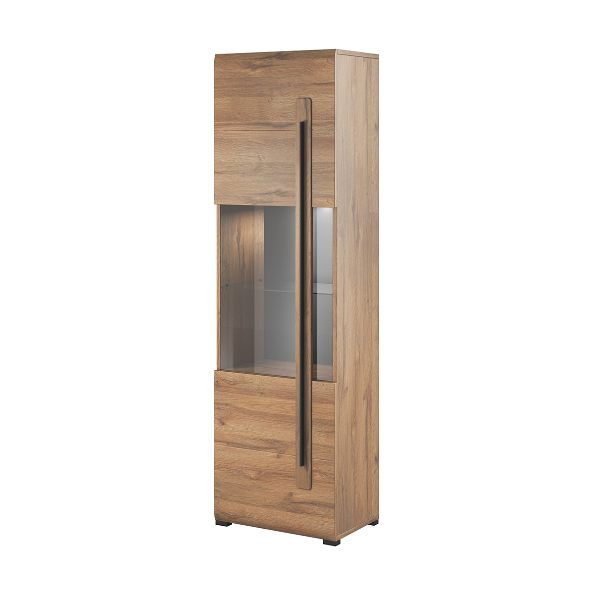 Vitrine 1 porte avec LED Louis Bois