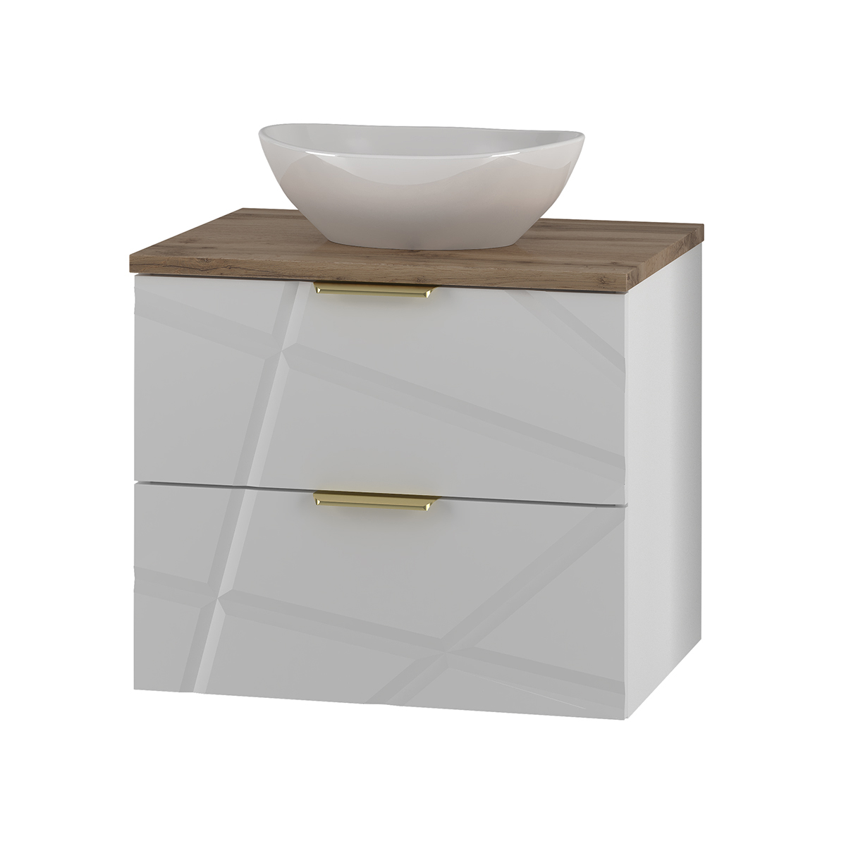 Meuble simple vasque 60cm Aurora Blanc et Bois