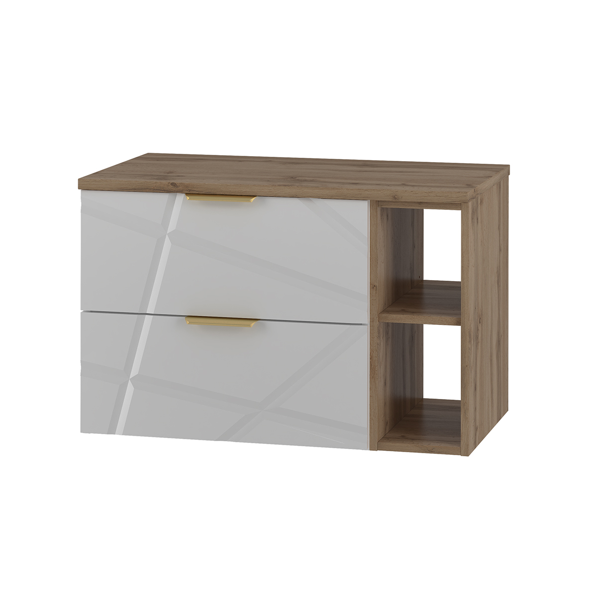 Meuble sous-vasque 80cm 2 niches plan de toilette Aurora Blanc et Bois