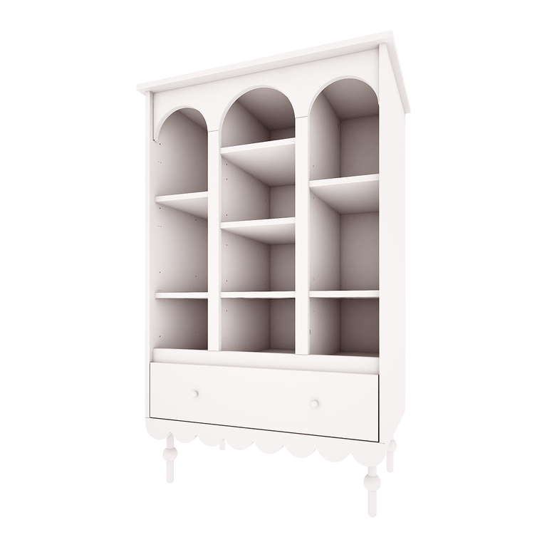 Bibliothèque 1 tiroir Wood Luck Babushka Blanc