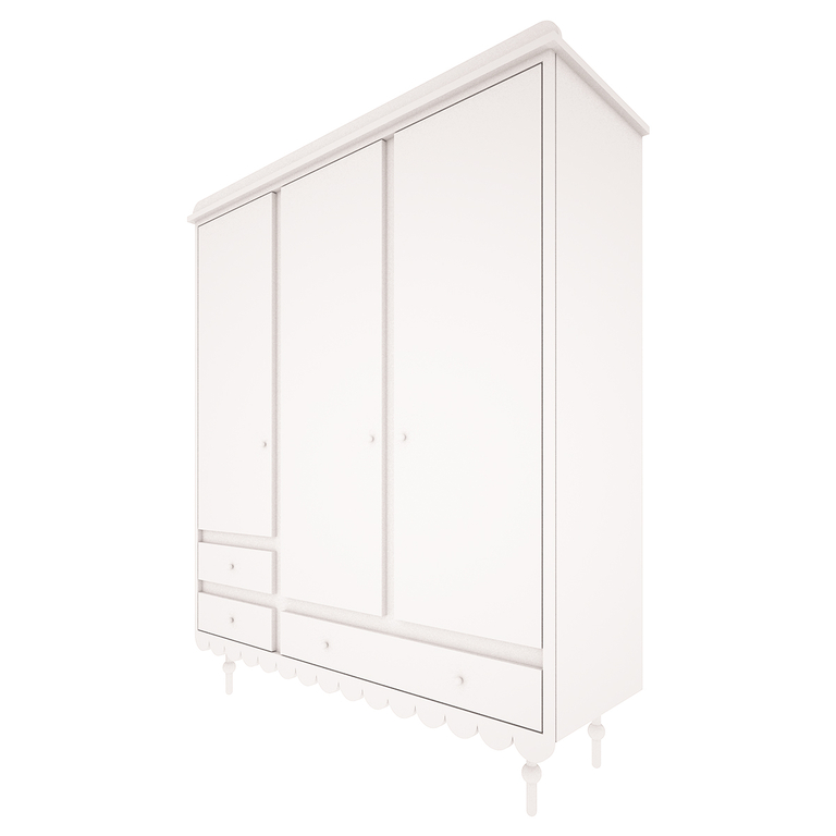 Armoire 3 portes 3 tiroirs Wood Luck Babushka Blanc