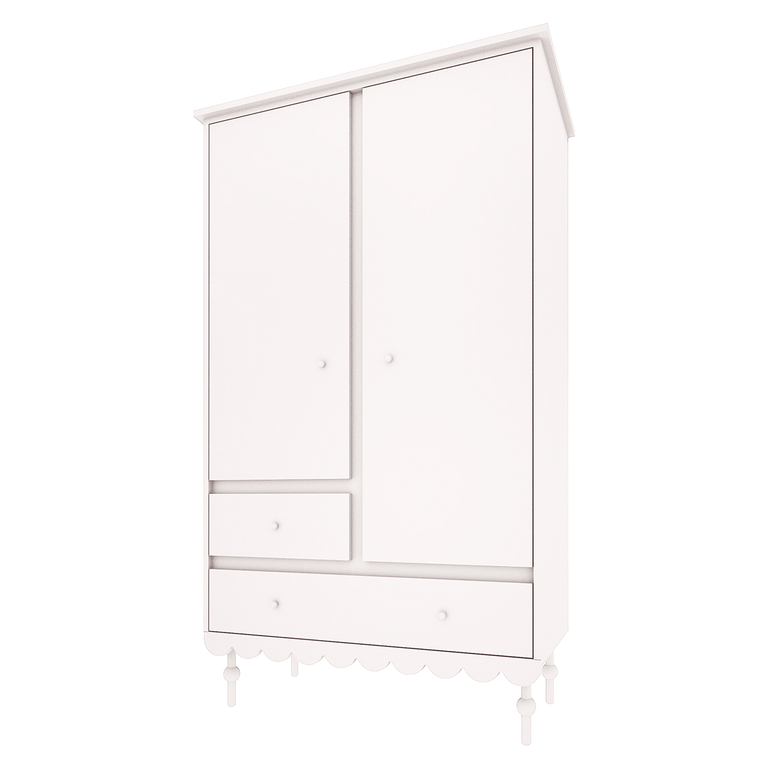Armoire 2 portes 2 tiroirs Wood Luck Babushka Blanc