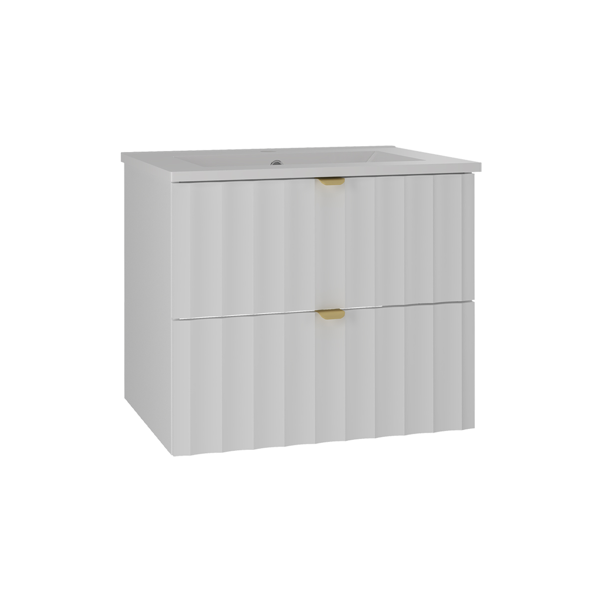 Meuble simple vasque encastrée 60cm Lexa Blanc