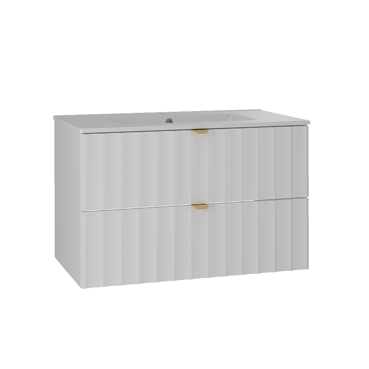 Meuble simple vasque encastrée 80cm Lexa Blanc