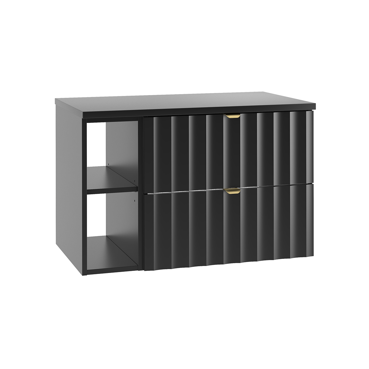 Meuble sous-vasque 80cm 2 niches plan de toilette Lexa Noir