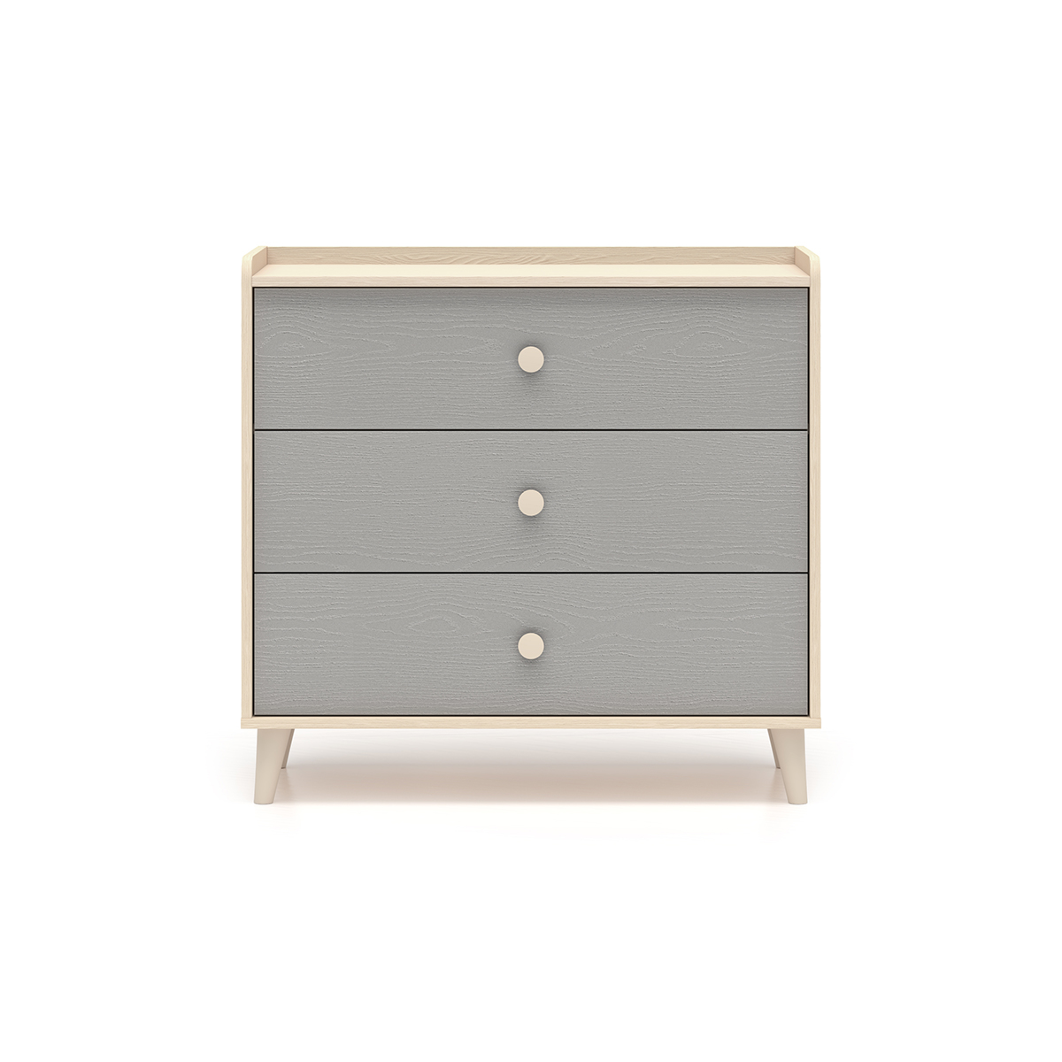 Commode 3 tiroirs Alycia Beige et Gris